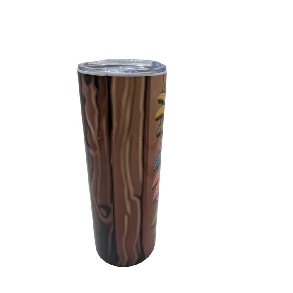 Tiki-Themed Stainless Steel Skinny Tumbler With Lid 20 Oz Double-Walled Insulati - Picture 6 of 12